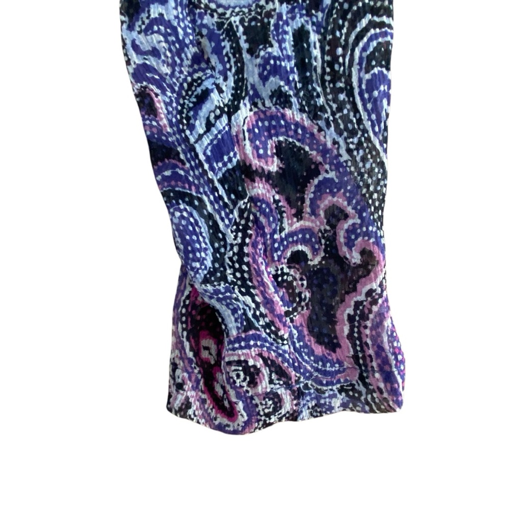 NY Collection 100% Silk Sheer Paisley Blouse Boho Sequin Plus Size 1X - Picture 5 of 10